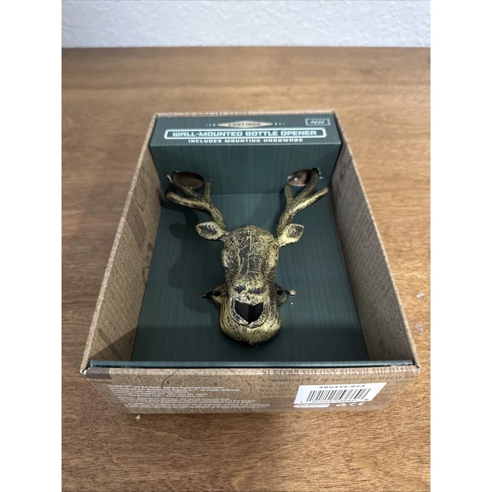The Kraftsman Co. Cast Iron Deer Srag Wall Mounted Bottle Opener Bar Pub Hunter